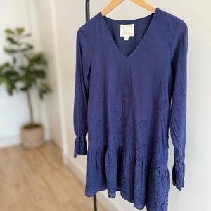 STS Blue V-Neck Dress with beautiful eyelet detailing